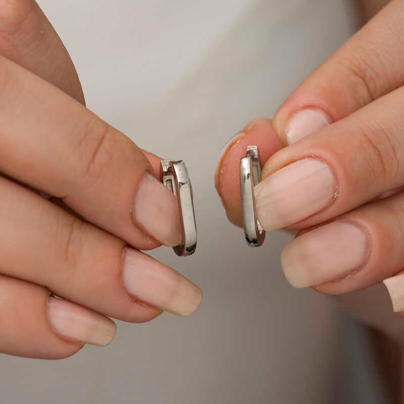Sterling Silver Minimalist Geometric Huggie Hoop Earrings