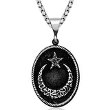 Necklace - Sterling Silver Crescent Star Calligraphy Pendant