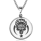Silver Necklace - Runic Wolf Head Gokturk Turkish Heritage Pendant