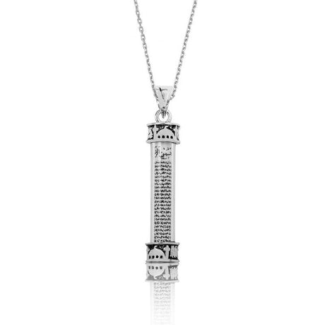 Sterling Silver Minaret Prayer Cylinder Necklace - Spiritual Design