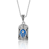 Sterling Silver Hamsa Hand Evil Eye Amulet Necklace