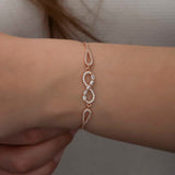 Rose Gold Plated Infinity Bracelet - Sparkling Baguette & Pave Design