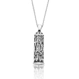 Necklace - Sterling Silver Ornate Cylindrical Cevsen Prayer Pendant