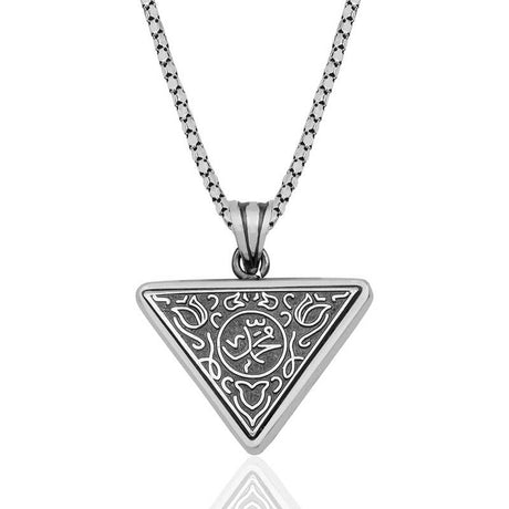 Necklace - Sterling Silver Islamic Calligraphy Triangle Pendant