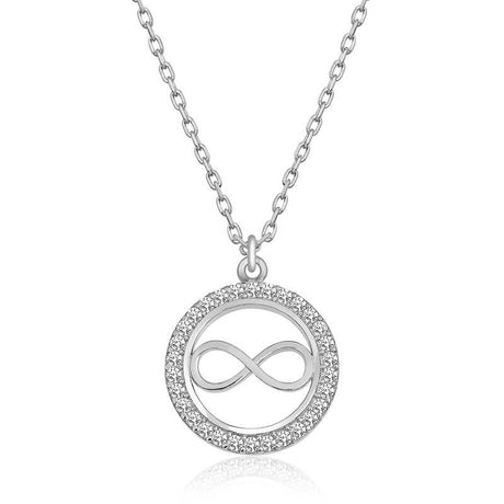 Sterling Silver Necklace - Dazzling Infinity Circle Pendant