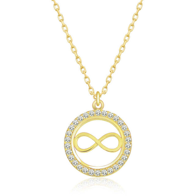 Elegant Gold Plated Infinity Circle Necklace with Sparkling Stones