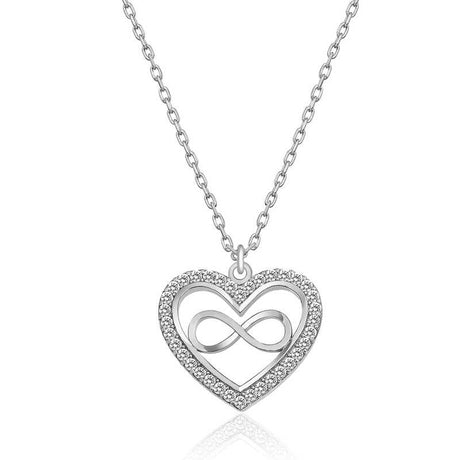 Sterling Silver Heart Infinity Necklace - Dainty Cubic Zirconia Pendant