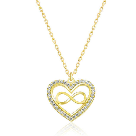 Gold-Plated Sterling Silver Heart Infinity Necklace with Zirconia