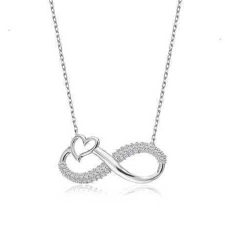 Necklace - Sterling Silver Cubic Zirconia Infinity Heart Pendant