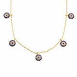 Necklace - Gold-Tone Dainty Evil Eye with Blue & Clear Gemstones