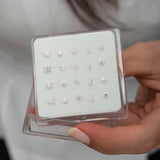 Nose Studs - Silver-Tone Mixed Design Dainty Nose Rings Set