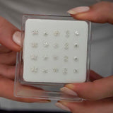Nose Studs - Silver-Tone Mixed Design Dainty Nose Rings Set