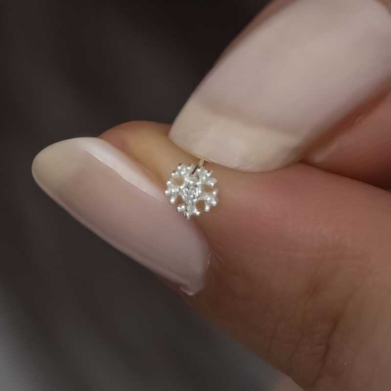 Nose Studs - Silver-Tone Mixed Design Dainty Nose Rings Set