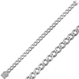 Sterling Silver Curb Chain Bracelet - Stone-Embellished Clasp