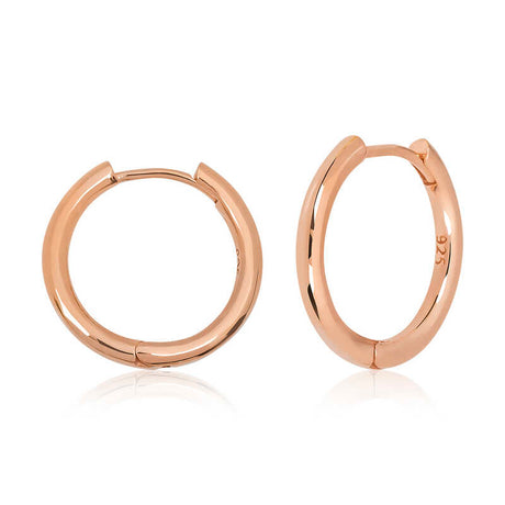 Hoop Earrings - Rose Gold Plated Sterling Silver Classic Design