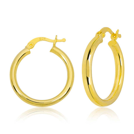 Hoop Earrings - Gold Plated Sterling Silver Classic Polished