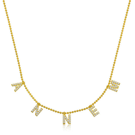Personalized Dangle Letter Necklace - Gold-Tone Pave Zirconia