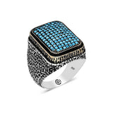 Premium Sterling Silver Turquoise Zircon Men's Ring