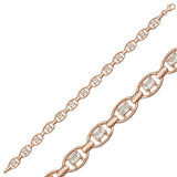 Bracelet - Rose Gold Plated Sterling Silver Oval Link White Zircon