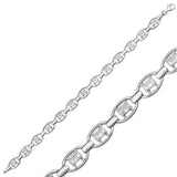 Sterling Silver Oval Link Bracelet - Clear Cubic Zirconia Waterfall Style