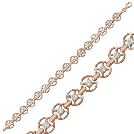 Rose Gold-Tone Zirconia Su Yolu Bracelet - Elegant Round Link Design