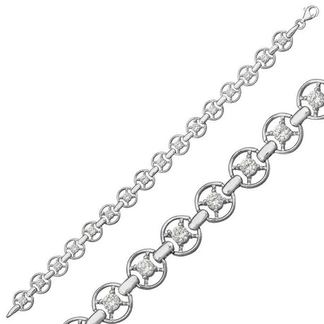 Bracelet - Sterling Silver Sparkling Cubic Zirconia Waterway Link