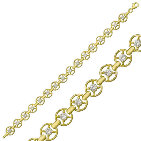Bracelet - Gold-Tone Cubic Zirconia Circle Link Waterway Design