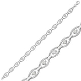 Sterling Silver Oval Link Zirconia Sparkle Bracelet