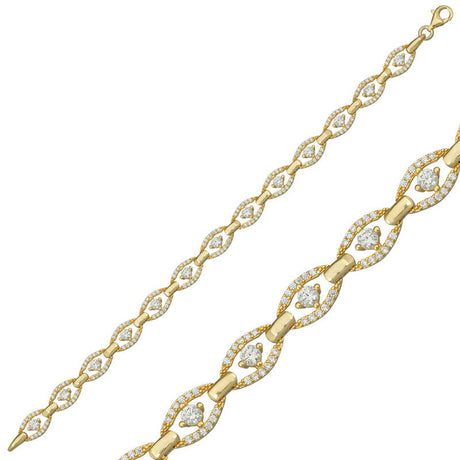 Bracelet - Gold-Tone Silver Cubic Zirconia Oval Link Eternity