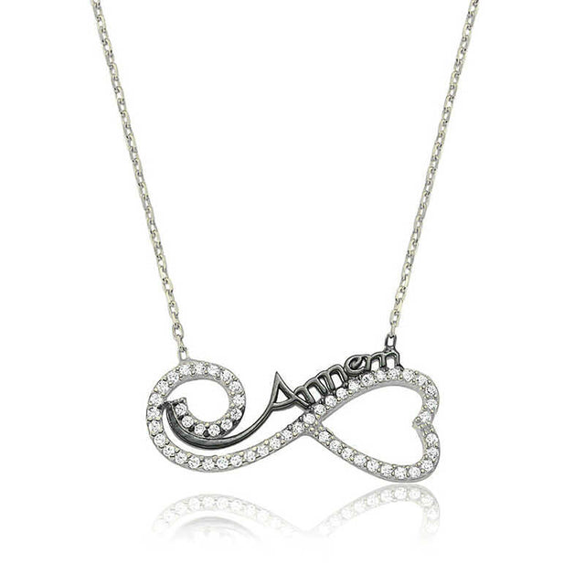Sterling Silver Cubic Zirconia Infinity Heart 'My Mother' Necklace