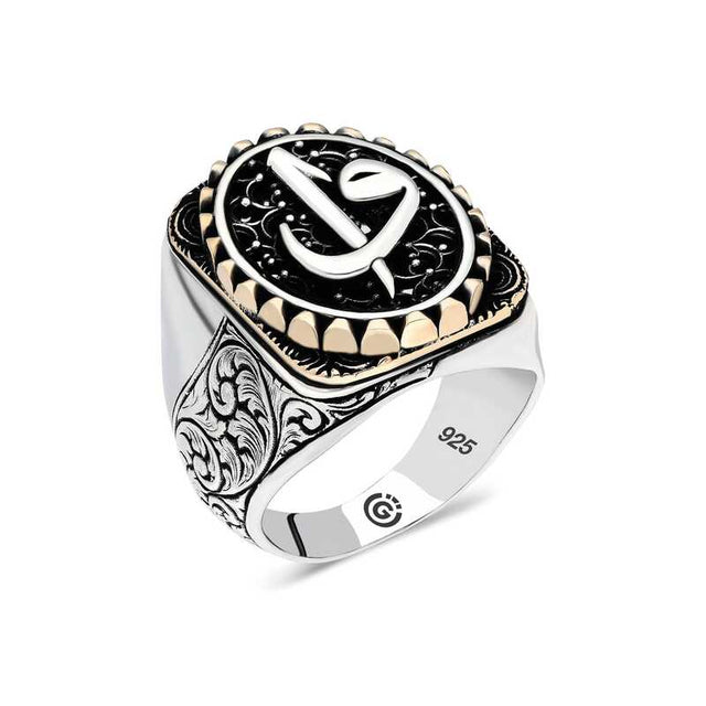 Premium Sterling Silver Elif Vav Oval Men's Ring