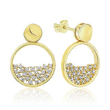 Gold-Plated Sterling Silver Dewdrop Dangle Stud Earrings with CZ