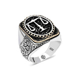 Premium Sterling Silver Scales of Justice Oval Men Ring