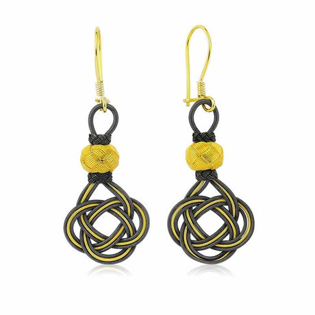 Drop Earrings - Gold-Tone & Oxidized Silver Trabzon Kazaz Knot
