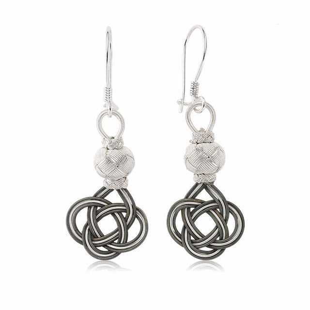 Dangle Earrings - Sterling Silver Hand-Woven Knot Design