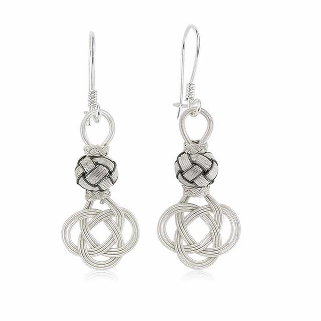 Sterling Silver Woven Drop Earrings - Artisan Celtic Knot Style