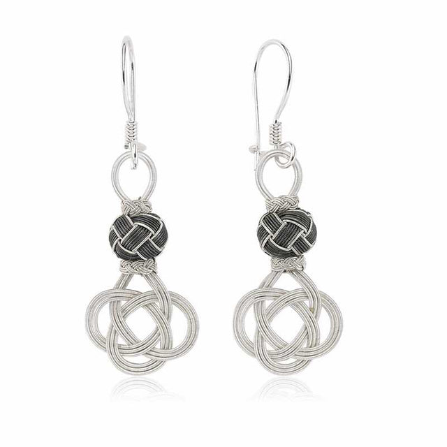 Dangle Earrings - Sterling Silver Trabzon Kazaz Knot Weave with Black Accent