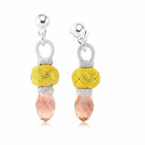 Braided Dangle Earrings - Silver-Tone, Yellow & Pink Quartz-Tone Drop