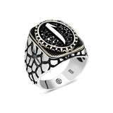 Sterling Silver Elif Letter Oval Men's Ring