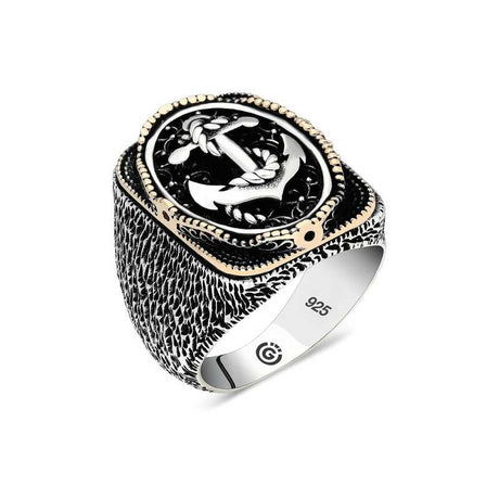 Premium Sterling Silver Anchor Signet Ring