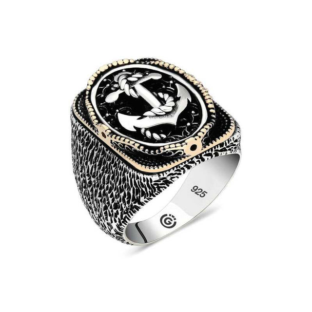 Premium Sterling Silver Anchor Signet Ring