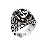 Premium Sterling Silver Elif Vav Calligraphy Mens Ring