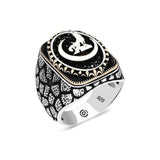 Premium Handcrafted Men's Silver Ring Crescent Wolf Motif