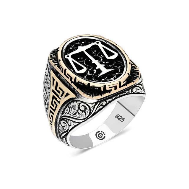 Professional Men's Sterling Silver Justice Scale Oval Ring