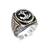 Premium Sterling Silver Men's Oval Anchor Ring