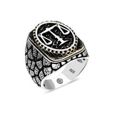 Premium Sterling Silver Men's Justice Scale Oval Ring