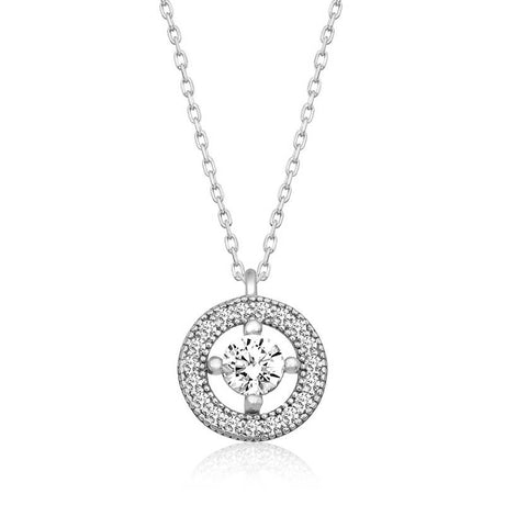 Sterling Silver Solitaire Halo Dainty Necklace