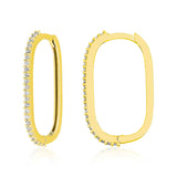 Elongated Hoop Earrings - Gold-Tone Zircon Pavé Dainty Style