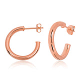 Rose Gold-Tone C-Hoop Stud Earrings - Minimalist & Polished