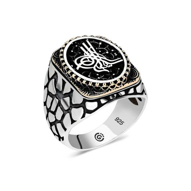 Premium Sterling Silver Ottoman Tughra Oval Mens Ring